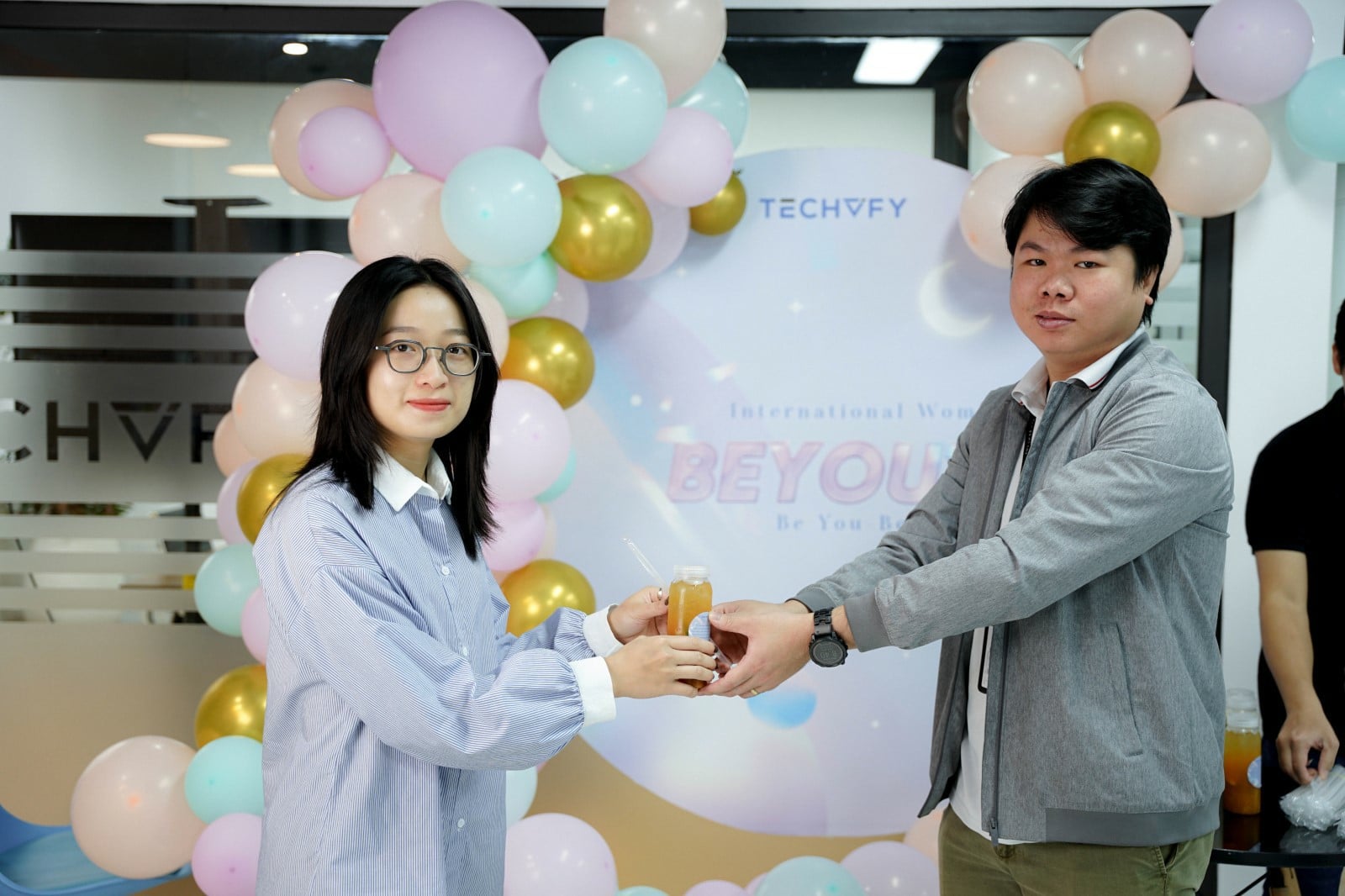 Colleagues enjoying drinks